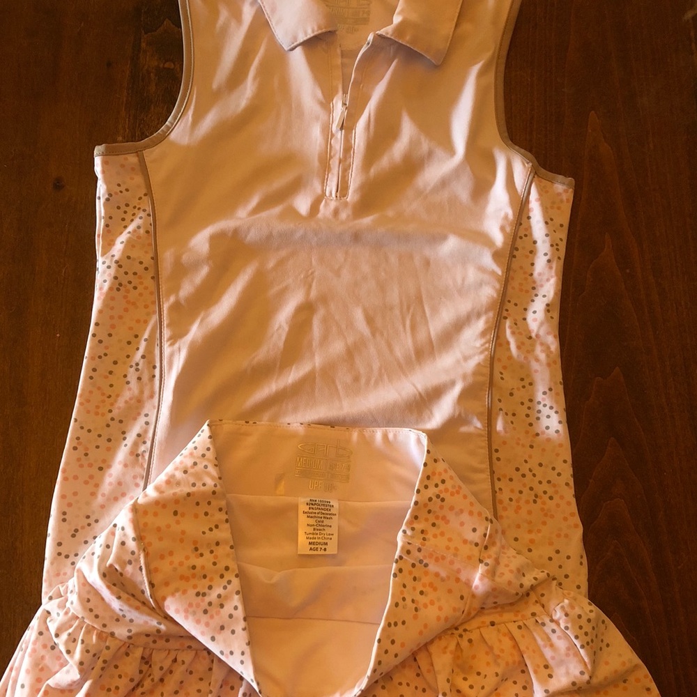 Youth Girls White/Pink/Grey Golf/Tennis Outfit